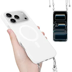 【新品】 iPhone 17 Pro Max 用の ケース MagSafe対応 バンパー ショルダー ストラップ付き 肩掛け 斜めかけ iPhone 17Pro Max 用の カバー 韓国 アイフォン17 プロ MAX スマホケース 縄掛け （ホワイト） 0