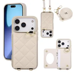 【新品】 Succtopy ケース 向けの iPhone17 Pro Max ケース 手帳型 ショルダー スマホケース アイフォン 17 Pro Max ケース手帳型 鏡付き 肩がけ 首掛け 斜め掛け ストラップ着脱可 財布付き リング付き 携帯ケース i 1