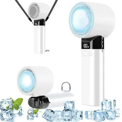 即納：ハンディファン 冷却プレート 強力 静音 扇風機 ハンディ 【瞬間冷却&100段階風量調節】 携帯扇風機 DCモーター 軽量 小型 手持ち扇風機 5000mAh大容量バッテリー タイプc 充電式 風量・電池残量表示 接触冷感 暑さ対策 クーラー 5way