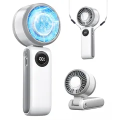 即納：【2025新設計 瞬間冷却】ハンディファン 冷却プレート 5200mAh 手持ち扇風機 3in1 1-100無段階風量 超高速大風量 冷感 Type-C 充電式 LEDディスプレイ 携帯扇風機 強力 ペルチェ 冷やす 手持ち 小型 ハンディ扇風機 ス 0