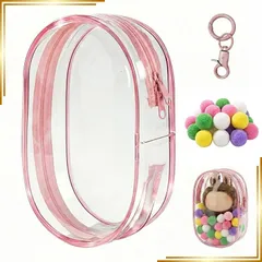 【新品】 LABUBU に適合する 痛バッグ ぬいポーチ 透明 ぬいぐるみポーチぬい 外出 人形の保管場所 PVCケース 防水・防塵 推し活 ジッパー式 透明 クリアカバー ラブブ 便利に携帯 収納＆保護用 薄型軽量 落下 汚れ 紛失防止 ポンポンボール& 0
