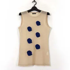 ドレスドアンドレスド DRESSEDUNDRESSED シースルー フラワー モチーフ ベスト SEE THROUGH Flower Best メッシュ カットソー ノースリーブ シャツ 花柄 刺繍 M ベージュ 青紺のサムネイル