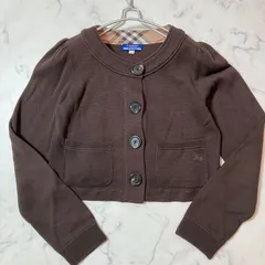 BURBERRY BLUE LABEL 長袖ショート丈ニットカーディガン ジャケット ノバチェック 茶色 ブラウン バーバリーブルーレーベル レディース R0112