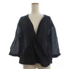 ネストローブ nest Robe シャツ ブラウス ショート丈 カシュクール 七分袖 麻 リネン 紺 ネイビーのサムネイル