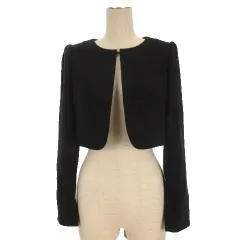 エル ELLE en noir ノーカラー ジャケット フォーマル 7 ブラック 251024E ■GY43