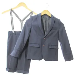 エルアンノワール ELLE EN NOIR 美品 キッズ セットアップ スーツ ジャケット パンツ サス付 フォーマル 130 紺 ネイビー 1007