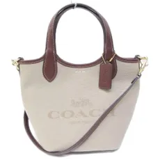 コーチ COACH ハンナ バケットバッグ トートバッグ ショルダー 2WAY ロゴ 切替 ベージュ ブラウン 系 CR169 0405
