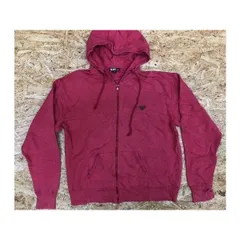 【中古】[印象B] ROXY ロキシー レディース Lサイズ パッションピンク スウェットパーカー 裏毛 ジップ プリント ロゴ 刺繍 長袖 カットソー L