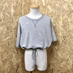 古着 AMERICAN EAGLE アメリカンイーグル M レディース スウェットシャツ 裏起毛 ショート丈 7分袖 裾に紐 綿×ポリ ヘザーグレー×赤×青緑×青