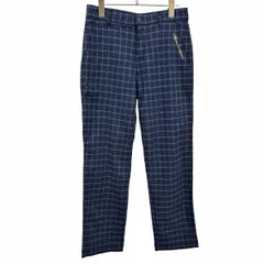 【中古】[印象A] FILA フィラ パンツ メンズ M ネイビー 紺×青 レーヨン×ポリエステル×ポリウレタン ロゴ刺繍 ジップフライ 裏起毛 チェック 強めのストレッチ 少しテーパードのサムネイル