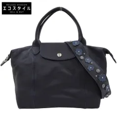 Longchamp ロンシャン ルプリアージュ キュイール レザー 2WAY ハンドバッグ レディース ネイビー L1512 737 556