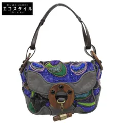 JAMIN PUECH ジャマンピュエッシュ マルチカラー スパンコール レザーパッチワーク ウッド セミショルダーバッグ レディース