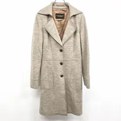 古着 ポールスチュアート Paul Stuart 若干薄手 チェスターコート 上半分に裏地付き 長袖 羊毛×アンゴラなど 6 杢ダークベージュ系 レディース