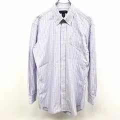 【中古】[印象AB] LANDS END ランズエンド シャツ レディース 38-78 パープル×ブルー×ホワイト 紫×青×白 綿100% 胸ポケット付き チェック ボタンダウン 長袖のサムネイル