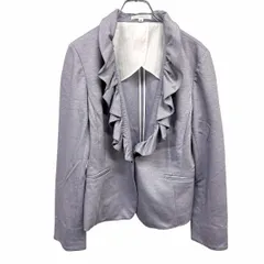 【中古】[印象AB] NARACAMICIE ナラカミーチェ ジャケット レディース 3 ヘザーネイビー 綿×ポリ 裏地は背中の肩部分のみで他は裏地無し 無地 薄手 1つボタン留め ラッフルカラー 長袖 袖口スリットのサムネイル