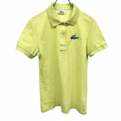 古着 ラコステ LACOSTE ポロシャツ 鹿の子 ワニの刺繍 スリムフィット 半袖 日本製 綿100% 42 グリーン 黄緑×赤×青×オレンジ×黄 レディース