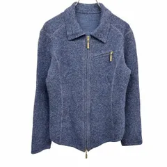 【中古】[印象AB] ESCADA エスカーダ ニットシャツ / 襟付きセーター レディース 34 杢ネイビー ×赤 ニューウール×ナイロン フロントの裾が少し長め ダブルジップ スリムフィット 長袖のサムネイル
