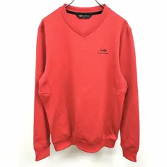 【中古】[印象AB] TIGORA ティゴラ スウェットシャツ / トレーナー メンズ M ヘザーレッド 杢赤系 ポリ100% ゴルフ 長袖 裏起毛 Vネック ロゴ刺繍 サイドリブのサムネイル