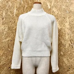 【新品】[印象N] MURUA ムルーア F レディース 玉編みニット セーター ショート丈 モックネック 長袖 ロールアップ ラグラン アクリル100% オフホワイト 白系