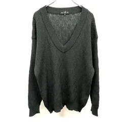【中古】[印象A] dunhill ダンヒル リブニット / セーター / プルオーバー メンズ S メランジ グリーン 緑×茶 ウール100% 長袖 Vネック ストレッチのサムネイル