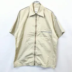 【中古】[印象AB] BEAMS ビームス ワークシャツ / シャツジャケット メンズ M イエローベージュカーキ系 綿100% フルジップ ラグラン 半袖 胸ポケットのサムネイル