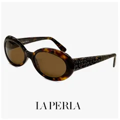 【未使用品】 La Perla ラペルラ サングラス spe016-722 オーバル 型 レディース メンズ ユニセックスモデル フレーム イタリア製 べっ甲 柄 デミブラウン カラーのサムネイル