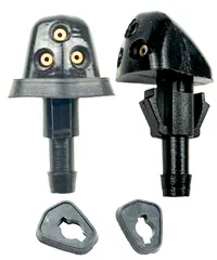 HTharros ウォッシャーノズル ジムニー ワゴンR スペーシア 汎用 ウインド ウォッシャー ノズル JB23 修理 交換 用 3穴 黒 2個 セット [黒3穴タイプ]