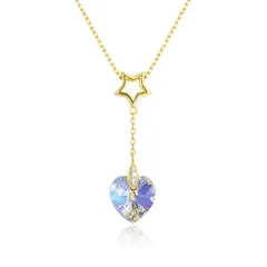 【新品】 Rockyu ブランド ファッション ネックレス レディース ネックレス ペンダント おしゃれ ハート おしゃれ アクアマリン ライトブルー ニューヨークスタイル