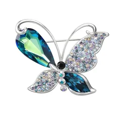 【新品】 Richapex 蝶ブローチ 18Kホワイトゴールドメッキ クリスタルブローチ 高級ジルコニア石をセット クリスマス・結婚式・新年会など様々なシーンに合うおしゃれなアクセサリー ギフトボックス付き 1