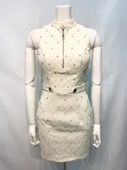 2642 ROBE de  FLEURS Glossy ローブドフルール グロッシー キャバクラ ドレス ストーンノースリーブ タイト ミニ ジップ キャバドレス S