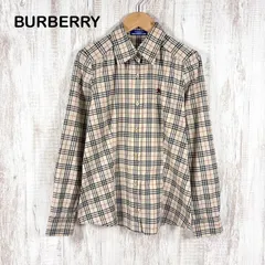BURBERRY BLUE LABEL バーバリーブルーレーベル ホースロゴ刺繡 ノバチェック ロングスリーブ シャツ ベージュ レディース 長袖 トップス