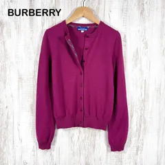 BURBERRY BLUE LABEL バーバリーブルーレーベル ホースロゴ刺繡 ノバチェック ウール カーディガン ピンク