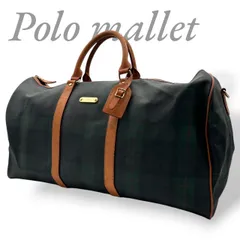 【B4701】 Polo Mallet ポロマレット ボストンバッグ チェック柄 PVCレザー ファスナーポケット ユニセックス レザータグ