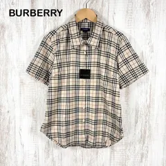 新品未使用 美品 BURBERRY LONDON バーバリーロンドン ホースロゴ刺繡 ノバチェック 総柄 ショートスリーブ シャツ ベージュ レディース 半袖 トップス
