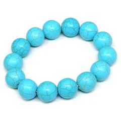 【新品】 【hinryo】 8mm～22mm ターコイズ トルコ石 ブレスレット ポーチ付き 人工石 パワーストーン (32301F 16mm 内径18cm) 0