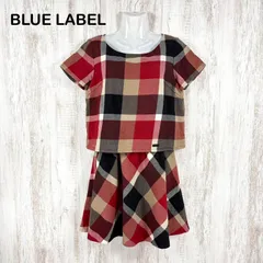 BLUE LABEL CRESTBRIDGE ブルーレーベルクレストブリッジ チェック 総柄 ウールセットアップライク ショートスリーブ ワンピース レッド レディース