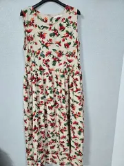 ノースリーブ フラワーシャーリング コットンワンピース 66