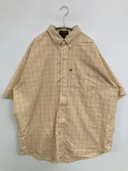 RALPH LAUREN POLO JEANS シャツ/ブラウス L ベージュ コットン チェック柄 ワンポイント ブランドロゴ ミドル丈 半袖 ボタンダウン レギュラーカラー