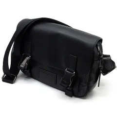 コーチ COACH トラック クロスボディ ショルダーバッグ スムース カーフレザー シグネチャー 黒 ブラック C3747
