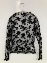 Chico チコ Tシャツ/カットソー F ブラック 花柄・ボタニカル柄 ミドル丈 長袖 クルーネック(丸首)