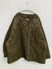 FREAK'S STORE フリークスストア ノーカラーコート M カーキ ナイロン 無地 キルティング