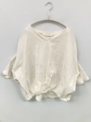 earth music&ecology アースミュージックアンドエコロジー Tシャツ/カットソー F アイボリー 無地 ショート丈 半端袖 Vネック