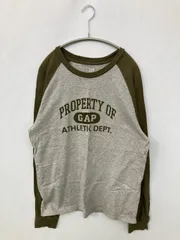 GAP ギャップ Tシャツ/カットソー S グレー 前面プリント ブランドロゴ ミドル丈 長袖 クルーネック(丸首)