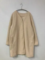 UNIQLO ユニクロ ノーカラーコート L アイボリー ボア 無地のサムネイル