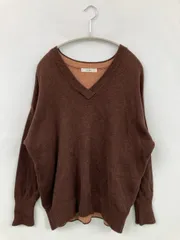 IEDIT イディット ニット/セーター 3L ブラウン ナイロン コットン ウール・ニット 無地 ミドル丈 長袖 Vネック クルーネック(丸首)