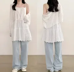 レイヤード コーデに良い レース エンブロイダリー ビスチェワンピース