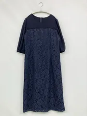 ワンピース 13AR ネイビー ナイロン 花柄・ボタニカル柄 レース 半端袖 ひざ丈