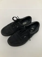 VANS バンズ スニーカー 23.5 ブラック キャンバス 無地 ブランドロゴ 紐 ローカット