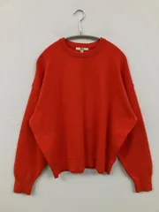 UNIQLO ユニクロ ニット/セーター XL オレンジ コットン 無地 長袖 ミドル丈 クルーネック(丸首)