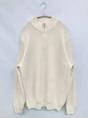 UNIQLO ユニクロ ニット/セーター XL アイボリー コットン ニット 無地 ミドル丈 長袖 タートルネック/ハイネック